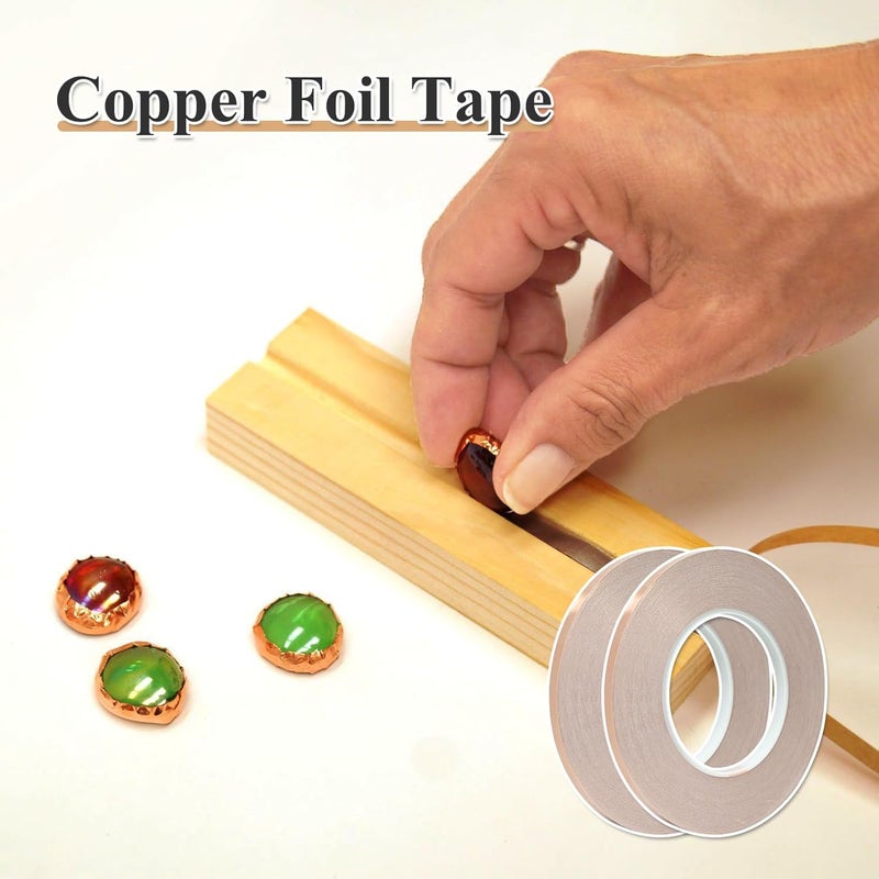 Gute Copper Foil Tape, Conductive Copper Tape 0.2Inch x164FT, Copper Tape Conductive Adhesive for Stained Glass Supplies, Guitar and EMI Shielding, Electrical Repairs,2pack - Image 3